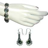Bracelet with Earring in Sterling Silver and Labradorite Gemstones 35 Grams