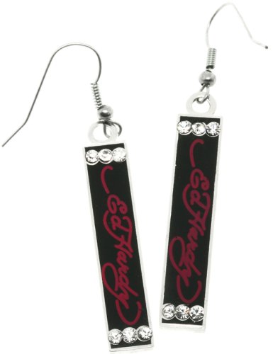 Ed Hardy Logo Crystal Earrings