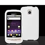 White Silicone Rubber Gel Soft Skin Case Cover for LG Optimus M MS690 Metro ....