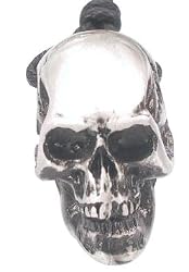 Realistic Detailed Skull Head Pewter Pendant Necklace