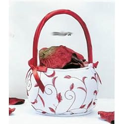 Red & White Stitched Flower Girl Basket