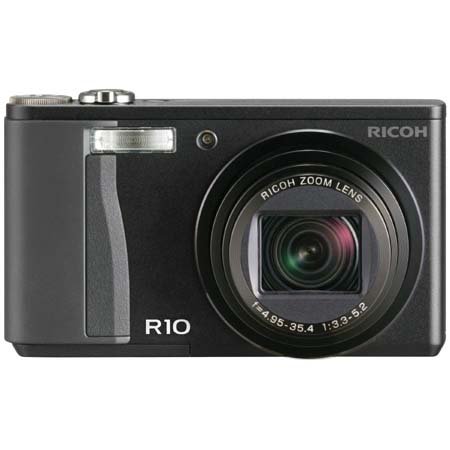 Ricoh R10 - Digital camera - compact - 10.0 Mpix - optical zoom: 7.1 x - supported memory: SD, SDHC - black