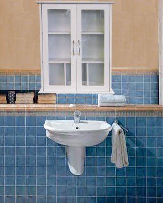 Badezimmerschrank Glas Hängeschrank zweitürig weiß