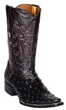 Mens COWBOY Full Quill BOOTS Western Black Ostrich