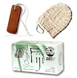 Ayate Bath Mitt Body Scrub Skin Exfoliator, Tea Tree/Spearmint Essential Oil Barsoap with 100% Virgin Fiji Coconut Oil and Terra Cotta Foot Scrubber Massager