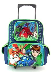 New Ben 10 Rolling Backpack Bonus Wallet and Pack of pencils