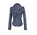 Meilaier Womens Fashion Lapel Zipper Denim Jean Coat Blazer Moto Jacket