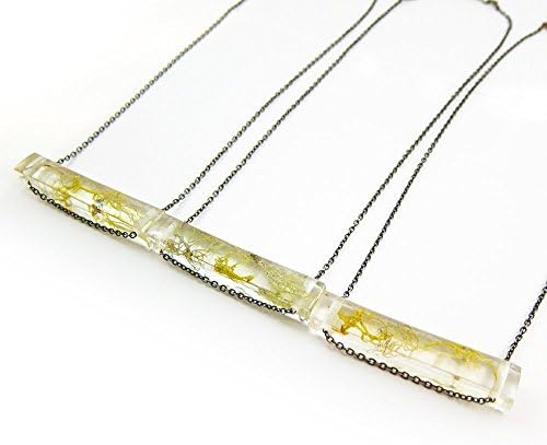 Terrarium Resin Side Bar Necklace Nature Necklace Eco Resin Terrarium Necklace Science Jewelry Minimal Jewelry Geometric Jewelry