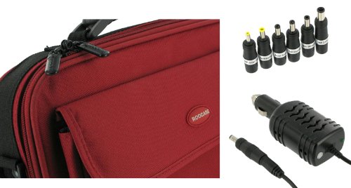rooCase 2n1 Combo - Sony Vaio X 11.6-Inch Netbook Netbook Carrying Bag Case and 12v Car Charger - Red / Black Classic Series