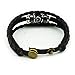 Celokiy Charm Beads Multistrand Black Leather 2 Braided Rope Handmade Bracelet,Adjustable