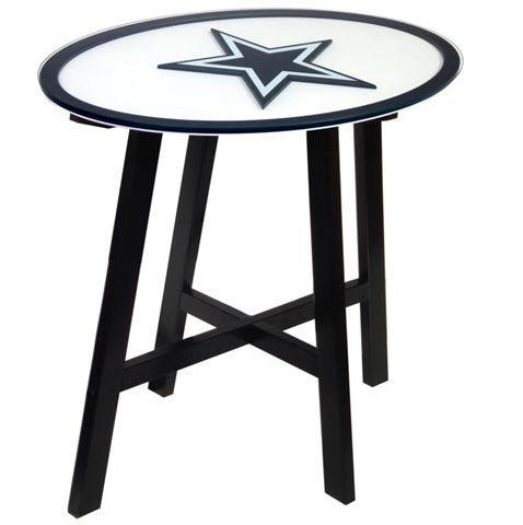 Dallas Cowboys Wooden Pub Table With Glass Top