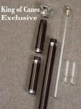 Flask Cane - Sterling Silver and glass hollow shaft cane that conceals a liquor flask and 2 shot glass cylinders. A great flask gift set for the cane collector or someone that just needs a nip now and then.