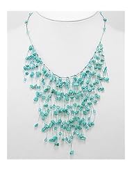 Japanese silk cord Turquoise Necklace In White Base