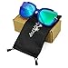 Supertrip Womens Fashion Oversized Round Square Plastic Vintage Cut-Out Flash Mirror Lens Cat Eye Sunglasses Color Blue/Blue-Green