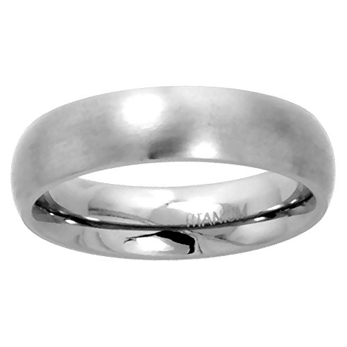 Titanium Plain Wedding Band / Thumb Ring 5mm Domed Comfort-Fit Matte Finish, sizes 5 - 12