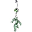 Green Crystal Flames Fire Dangle Summer Fashion Belly Navel Ring Body Jewelry