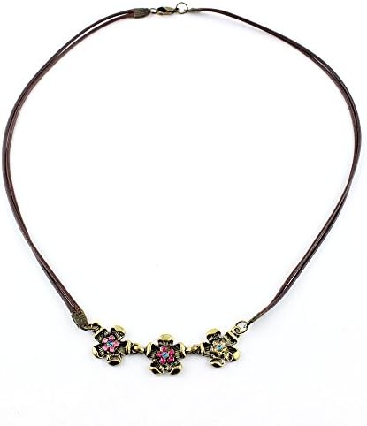 1 PCS Necklace Pendent XL0115 Double Leather Cord Three Flowers Long Chain Accessory Collier Sweater Lace Jewellery