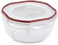 Sterilite 03938604 Ultra-Seal 2.5 Quart Bowl, Clear Lid & Base with Rocket Red Gasket, 4-Pack