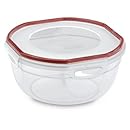 Sterilite 03938604 Ultra-Seal 2.5 Quart Bowl, Clear Lid &amp; Base with Rocket Red Gasket, 4-Pack