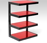 NorStone - Esse Hifi - Meuble Hifi &eacute;l&eacute;gant et original - 4 tablettes - Finition Noir Laqu&eacute; et Verre tremp&eacute; Rouge