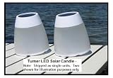 Solar Patio Table Lamp LED Candle Accent Light - Turner, A Unique 2 Sided Lantern, Warm White LED