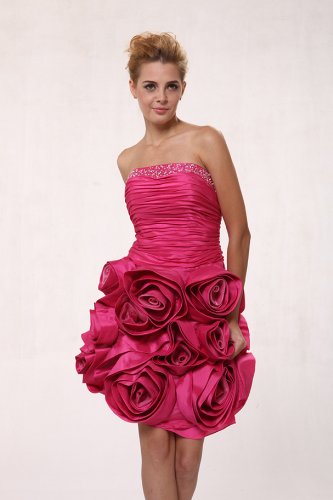 #411 Hot Pink Taffeta hot pink prom dresses short. #411 Hot Pink Taffeta