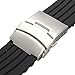 18/19/20/22/24mm Silicone Rubber Sport Waterproof Watch Band Strap Deployment Buckle Black