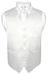 Men's Off-White / Cream Paisley Design Dress Vest and NeckTie Set for Suit or Tuxedo