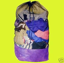 Laundry Mesh Bag With Purple Bottom 11.7" X 11.7" X 28.2" H THREE BAGS