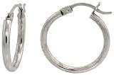 10k White Gold Hoop Earrings w/ Snap-on Lock, 13/16 (20mm) diameter