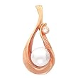 14K Rose Gold Rose Pearl and Diamond Pendant