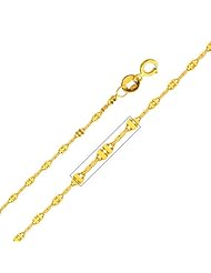 14K Yellow Gold 1.7mm Twisted Mirror Chain Necklace with Spring Ring Clasp - 22" Inches
