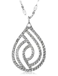 Sterling Silver Swarovski Elements Clear Crystal Teardrop Pendant Necklace , 17"