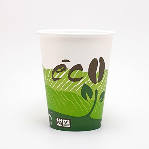 Life in Green 12-Ounce Compostable PLA Hot Paper Cup 100% Biodegradable Eco Design 1000 Ct Case