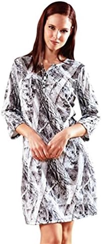 Mossy Oak Camo Gown Ladies Silky Camouflage Nightgown Nightshirt GIFT Set S-2X (Naked North Snow Camo, Small)