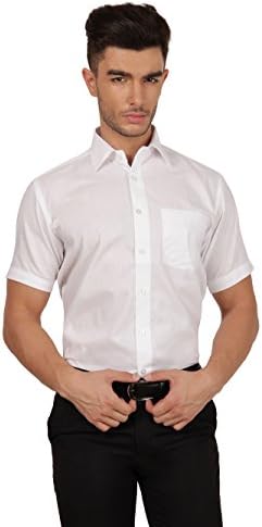 Indhiran Formal Wear White Coloured Half Sleeves Cotton Rich Shirt in Men's Clothing - Size 40