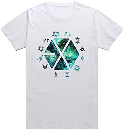Drong Men's EXO Band Logo &amp; Galaxy Background T-shirt