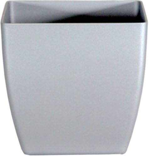 7" Tapered Square Office Planter | Decorative Indoor House Plant Pot - Plastic With Silver Finish