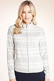Funnel Neck Zip Through Snowflake Micro Fleece