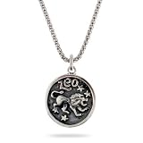 Sterling Silver Leo Zodiac Pendant July 23 - Aug. 23 - black silk cord