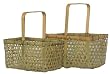 Natural Hand Woven Split Bamboo Nested Rectangle Baskets Set of Two - Large=14 1/2" x 12 1/2" x 8"