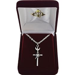 Silver-Plated 18" Chain with 1" Cross and Heart Pendant