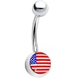 Stainless Steel American Flag Logo Belly Ring