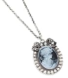 41f0 lirpqL. SL160  Beautiful Crystal Avenue Large Oval Antiqued Gray Cameo Woman Necklace with White/Ice Crystal Accents Antique Silver Tone   Long Chain