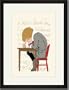 Black Framed/Matted Print 17x23, Boy Writes a Letter to Santa