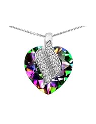 Original Star K (tm) Large 15mm Heart Shape Rainbow Mystic Topaz Soul Mate Pendant in 925 Sterling Silver