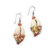 African Genuine Cowrie Shell Dangle Earrings with Beads