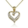 18k Yellow Gold Plated Diamond-Accent Open Heart Pendant
