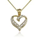 18k Yellow Gold Overlay Diamond-Accent Open Heart Pendant
