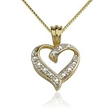 18k Yellow Gold Plated Diamond-Accent Open Heart Pendant